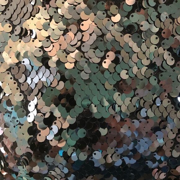 Forever 21 L Cropped Blue Sequin Evening Club Holiday Sexy Short Sleeve Top - Picture 3 of 7